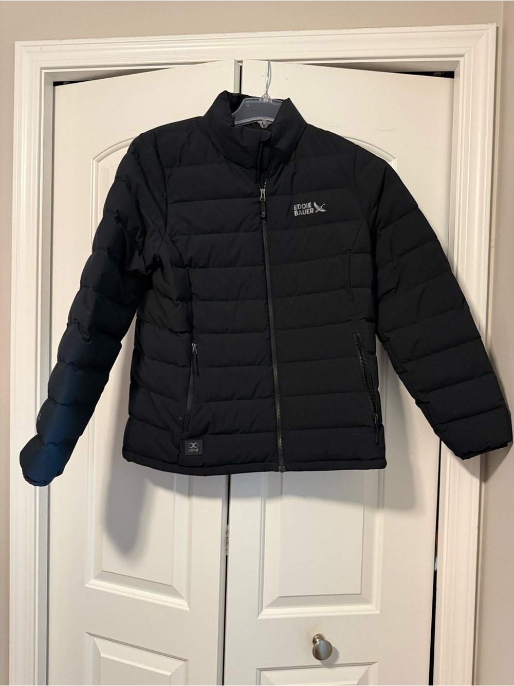Eddie Bauer Black Quilted Insulated Ski Jacket clima8 capable